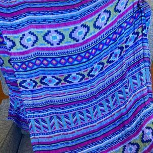 Isaac Mizrahi Live Print Purple Blue Scarf Wrap